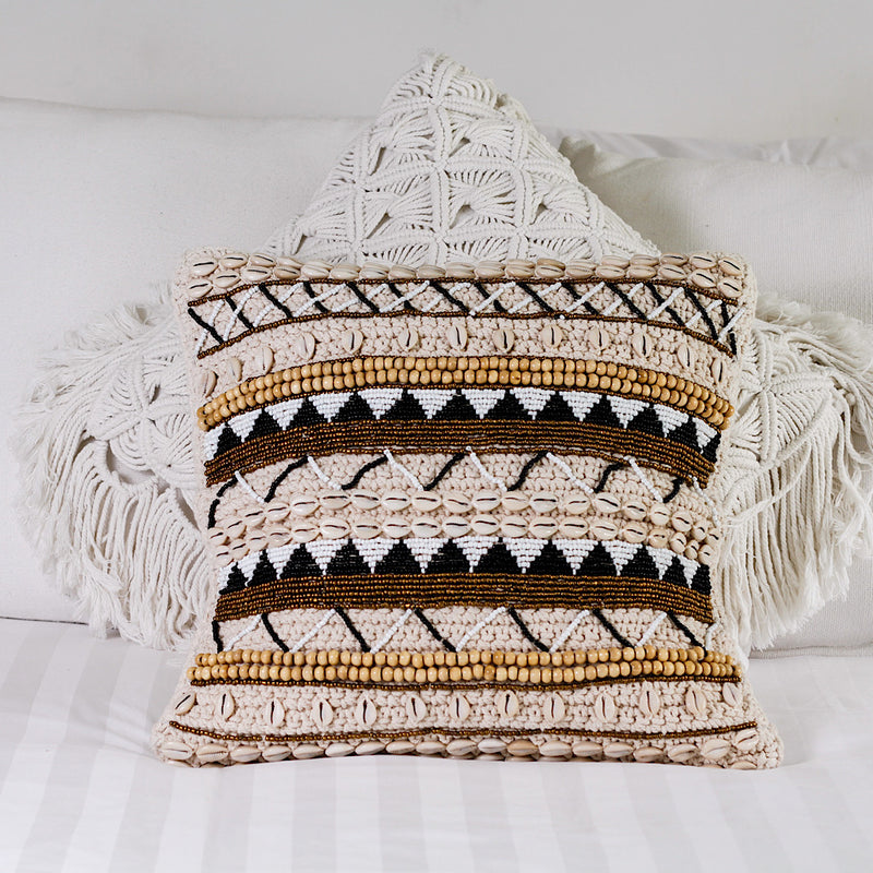 Cowrie Shell & Beads Pillow
