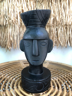 Bali Tribal Carved Wood Head Statue